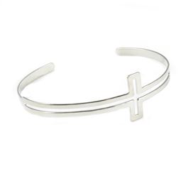 Armband - Cross Hole Stripe Cuff Silver
